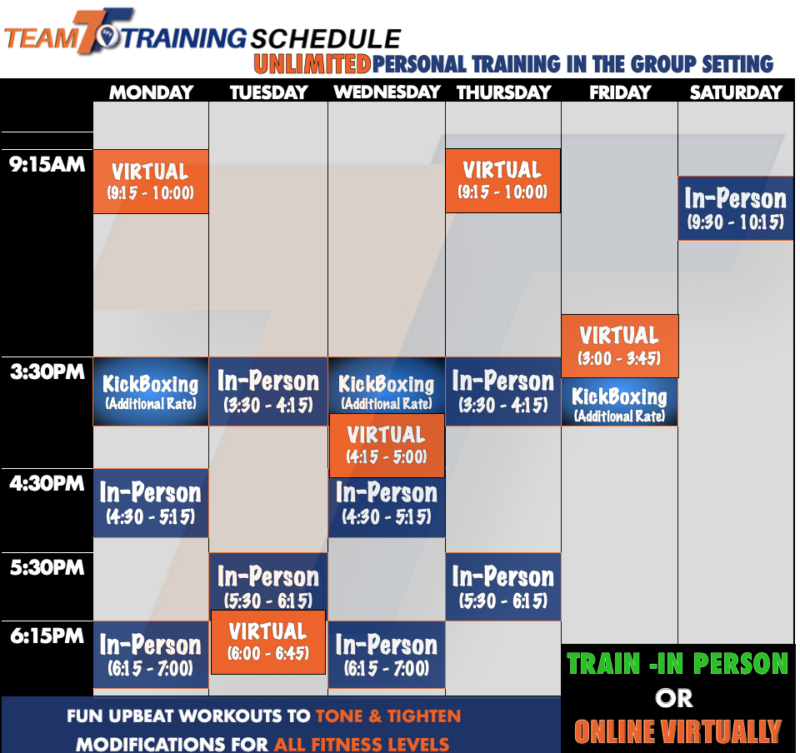 Group Personal Training Schedule in gym Germantown Wisconsin